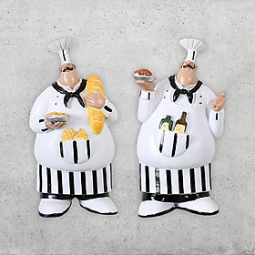 2x Wall Mount Chef Figurines Chef Sculpture Sign Hanging Chef Statue for Bedroom Office Decor Gift