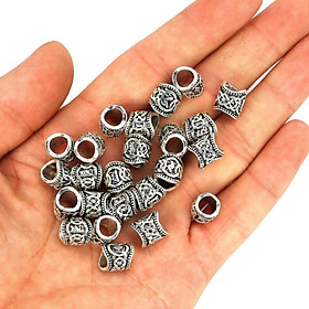 Silver Viking Beard Beads Knot Pendant Hair Jewelry Bead Rune Dreadlock