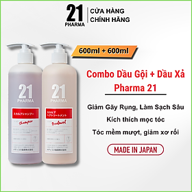 Combo Dầu Gội + Dâu Xả Giảm Rụng Tóc Kích Thích Mọc Tóc Chuyên Sâu Pharma 21 Nhật Bản - Chai 600ml