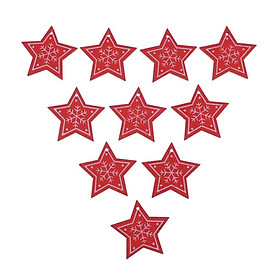 10 Pieces Wooden Cutouts Christmas Wood Ornaments Snowflake Star Christmas Wooden Hanging Ornaments for Embellishments, Wedding, DIY Craft