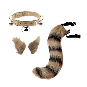 Faux Ears and Tail Set Cosplay Costume for Halloween Performance Gift