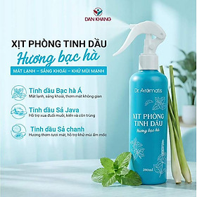 Xịt phòng tinh dầu Dr. Aromatis Dân Khang hương thơm thư giãn, giúp khử mùi ẩm mốc, xua đuổi côn trùng 280ml/100ml