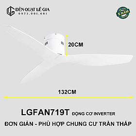 Mua Quạt Trần Sát Trần Lê Gia LGFAN719G - Gỗ Óc Chó | Quạt Trần Indochine