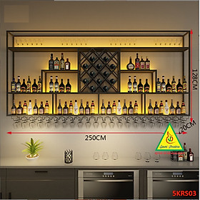 Mua KỆ TRƯNG RƯỢU KHUNG SẮT – MẶT GỖ CÓ ĐÈN 5KRS03 - NỘI THẤT LẮP RÁP VIENDONGADV