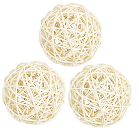 3Pc Natural Rattan Wicker Ball Photo Props Home Wedding DIY Trinket