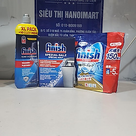 Combo Viên Rửa Bát Finish 150 Viên + Muối rửa bát Finish 1,2kg + Nước làm bóng Somat 750ml dùng cho máy - 150V + muối 1.2kg + bóng finish 800ml