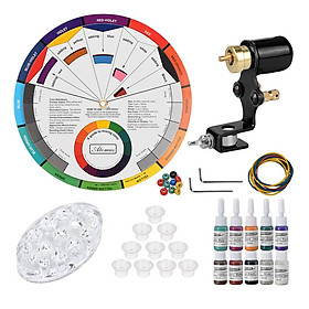 Rotary Tattoo Motor Machine Color Wheel Mixing Guide Tattoo Set Kit