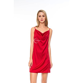 DREAMY-VS09-70-Váy Ngủ Lụa Cao Cấp, Váy Ngủ Nữ, Váy Ngủ Gợi Cảm, Váy Ngủ Sexy, Váy Ngủ Lụa Hai Dây, Đầm Ngủ Lụa Mặc Nhà Hai Dây Cổ Đổ Phối Ren Hai Bên Hông Gợi Cảm Sexy