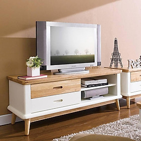 Tủ tv 2 ngăn kéo vivid gỗ tự nhiên ibie lv2kvivr - trắng