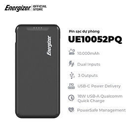 Sạc dự phòng Energizer 10000mAh UE10052PQ - 3 cổng sạc tiện lợi, tích hợp sạc nhanh 2 chiều - Hàng chính hãng