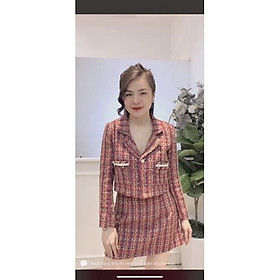 Set áo khoác dạ croptop mix chân váy A chuẩn NT closet