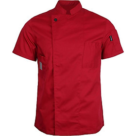 Unisex Short Sleeves Chef Jacket Waiter Coat Cooks Uniform Apparel - 3XL