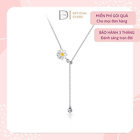 Dây chuyền bạc 925 hoa cúc nhụy vàng xinh xắn trẻ trung Dế Bạc –D4414