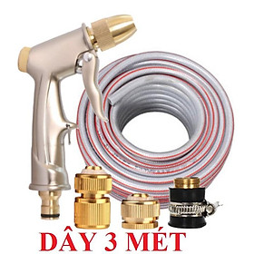 Bộ dây vòi xịt nước rửa xe,tưới cây .tăng áp 3 lần,loại 3m,5m 206701-1đầu đồng,cút đồng,nối đồng+ tặng móc khoá