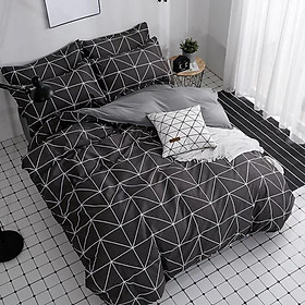 Bộ Chăn Ga Gối 4 Món kẻ bàn cờ PL45 ( gồm 1 ga bọc nệm, 1 vỏ chăn có khóa kéo, 2 vỏ gối nằm)