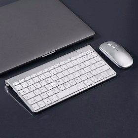 Bộ Bàn phím không dây mini W201S - đa kết nối bluetooth 5.0 + 3.0 + Usb wireless 2.4G hàng nhập khẩu - Phím + Chuột Trắng