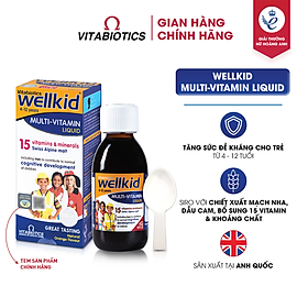 Hình ảnh Siro Uống Cho Bé Vitabiotics WELLKID Multi-Vitamin Liquid Nâng Cao Sức Đề Kháng Hỗ Trợ Phát Triển Toàn Diện 150ml