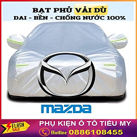 Bạt Phủ Ô Tô Vải Dù Xe MAZDA 2, Mazda 3, Mazda 6, CX5, CX8, CX9, BT50 chống nóng, chống nước, có phản quang