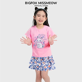 [MUA 1 SP TẶNG 1 SP - QUÀ TẶNG NGẪU NHIÊN]Bộ Đồ Cộc Tay Cho Bé Gái Missmeow Mặc Mùa Hè Chất Liệu Cotton In Hình Thỏ Hồng Size Đại Trẻ Em 3,4,5,6,7,8 Tuổi - BỘ HỒNG VÁY THÔ HOA - size 100, 13 - 15 kg