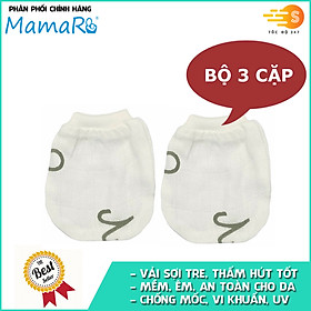 Bộ 3 cặp bao tay giữ ấm vải sợi tre cho bé mềm mại Mamaru MA-BT01 - Diệt khuẩn, hút ẩm tốt, kháng tia UV