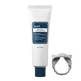 Kem cấp nước dưỡng ẩm sâu Klairs Rich Moist Soothing Cream 80ml + tặng Kèm 1 Băng Đô Tai Mèo (Màu Ngẫu Nhiên)
