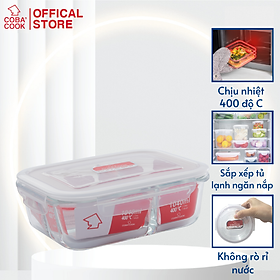 Hộp Thủy Tinh Chia 3 Ngăn COBACOOK Đựng Cơm Đựng Thực Phẩm Chịu Nhiệt 1040ML - CBHL1040