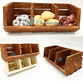 Thùng gỗ pallet làm hộp đựng trái cây, kệ đựng rau củ - giá để đồ nhà bếp, khay gỗ decor bằng gỗ thông tự nhiên
