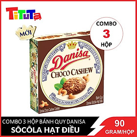 Combo 3 Bánh quy bơ Danisa Socola Hạt Điều Hộp 90gx3 date mới