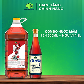 COMBO Nước Mắm Phú Quốc Cá Cơm Tròn Vị 500ML + Ngư Vị 4900ML - Minh Nam Foods
