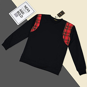 Áo Sweater Nam Nữ In Họa Tiết, Áo Thun Nam Dài Tay Phối Tay Đỏ Chất Nỉ Vải Mềm Mịn Giữ Ấm Co Giãn Tốt