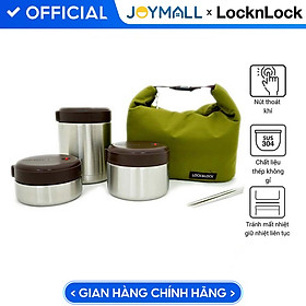 Bộ 3 Hộp Cơm Giữ Nhiệt Lock&amp;Lock Mushroom LHC8025SLV - Bạc