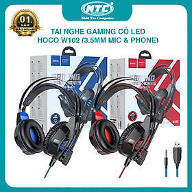 Tai nghe gaming dành cho Hoco W102 Painless wear led cực đẹp - tích hợp mic và phone trên 1 jack 3.5mm (2 màu tuỳ chọn) - Hàng Chính Hãng