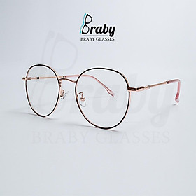 Gọng kính cận thời trang nam nữ Braby mắt tròn chất liệu kim loại thanh mảnh đơn giản nhiều màu lựa chọn MK29