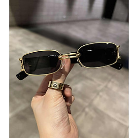 Kính râm Mắt vuông nhỏ mini thời trang cho Nam và Nữ (ĐEN) + tặng tuavit Kính xinh mini đa năng