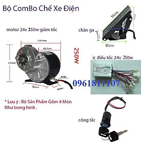 combo chế xe điện motor giảm tốc 24v 250w chân ga