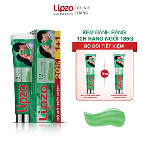 Bộ Đôi Siêu Tiết Kiệm Kem Đánh Răng Lipzo 12 Giờ Rạng Ngời 02 Tuýp 185 Gram Trắng Răng Hiệu Quả Thơm Mát Chống Hôi Miệng