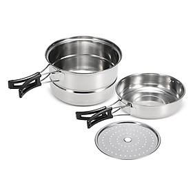 Bộ Nồi Cắm Trại Thép Không Gỉ (3 Cái)
