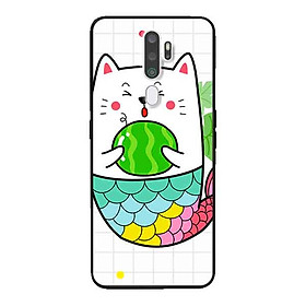 Ốp Lưng in cho Oppo A9 2020 Mẫu Mèo Cá Ôm Dưa Hấu - Hàng Chính Hãng