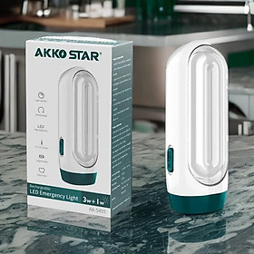 ĐÈN PIN LED SẠC TÍCH ĐIỆN 3W 03692 AKKO STAR  - HÀNG CHÍNH HÃNG