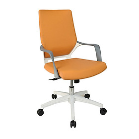 Ghế văn phòng chân xoay lưng da ghế làm việc CE4477-P dành cho nhân viên hiện đại lưng trung nệm da simili ( màu cam / màu Nâu ) HCM
