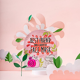 HỘP 10 MIẾNG ĐẮP MẶT NẠ ỐC SÊN + TRÀ XANH LOOKATME BEST FRIEND SNAIL + GREEN TEA FACE MASK 25ML