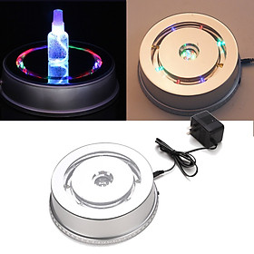 6.3'' Anti-slip ABS Silver LED Rotating Turntable Display Stand Power By AC 220V