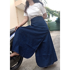 VÁY CHỐNG NẮNG XẺ TÀ JEAN TRƠN CAO CẤP - Có Lưng Thun Co Dãn Tốt & Dàn 3 Nút Bấm Kim Loại Sau Lưng Rất Chắc Chắn