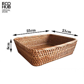 Mua Khay mây ECOHUB hình chữ nhật đáy vát đựng hoa quả/bánh kẹo/trái cây/đồ khô không bị mốc decor/chụp ảnh