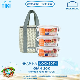 Bộ Túi Hộp Cơm Thủy Tinh Lock&Lock 4EA LLG224I3 (750ml)
