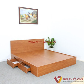 Mua Giường Ngủ Gỗ MDF Melamine Ngăn Kéo Màu Xoan Đào