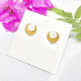 Bông tai nụ ngọc trai vành vàng