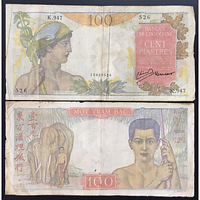 Mua Tiền Xưa Đông Dương Việt Nam 100 Bạc Piastres Hình Quản Tượng Năm 1947-1954  Tiền Cổ Xưa Sưu Tầm 