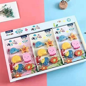 Hộp 18 Vỉ Gôm Tẩy Hình Động Đật Và Hoa Quả 2D
