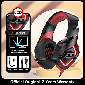 Gamer tai nghe trò chơi Onikuma K1-B với tai nghe có dây micrô linh hoạt cho máy tính ps4 Xbox One máy tính game thủ màu